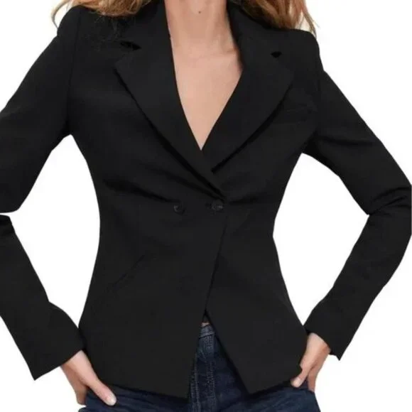 NWT! Zara Shoulder Pad Blazer - Black Tailor Fit - Women's Size M - Picture 8 of 16